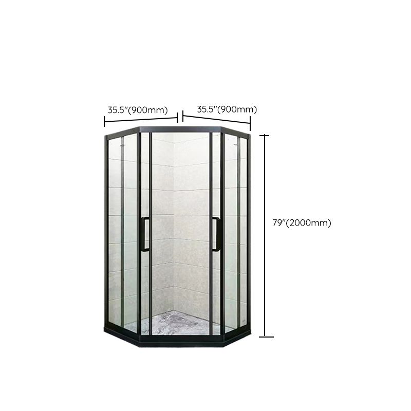 Black Full Frame Shower Screen Diamond Shape Tempered Glass Shower Door Clearhalo 'Bathroom Remodel & Bathroom Fixtures' 'Home Improvement' 'home_improvement' 'home_improvement_shower_tub_doors' 'Shower and Tub Doors' 'shower_tub_doors' 'Showers & Bathtubs' 1200x1200_27426db1-e9a6-4563-9593-07235add4184