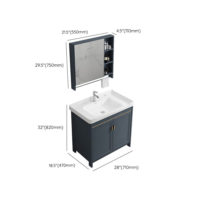 Single Blue Freestanding Bathroom Vanity Modern Metal Base Bath Vanity Clearhalo 'Bathroom Remodel & Bathroom Fixtures' 'Bathroom Vanities' 'bathroom_vanities' 'Home Improvement' 'home_improvement' 'home_improvement_bathroom_vanities' 1200x1200_274e7577-86a4-46e8-a1e9-4491a6e765b0