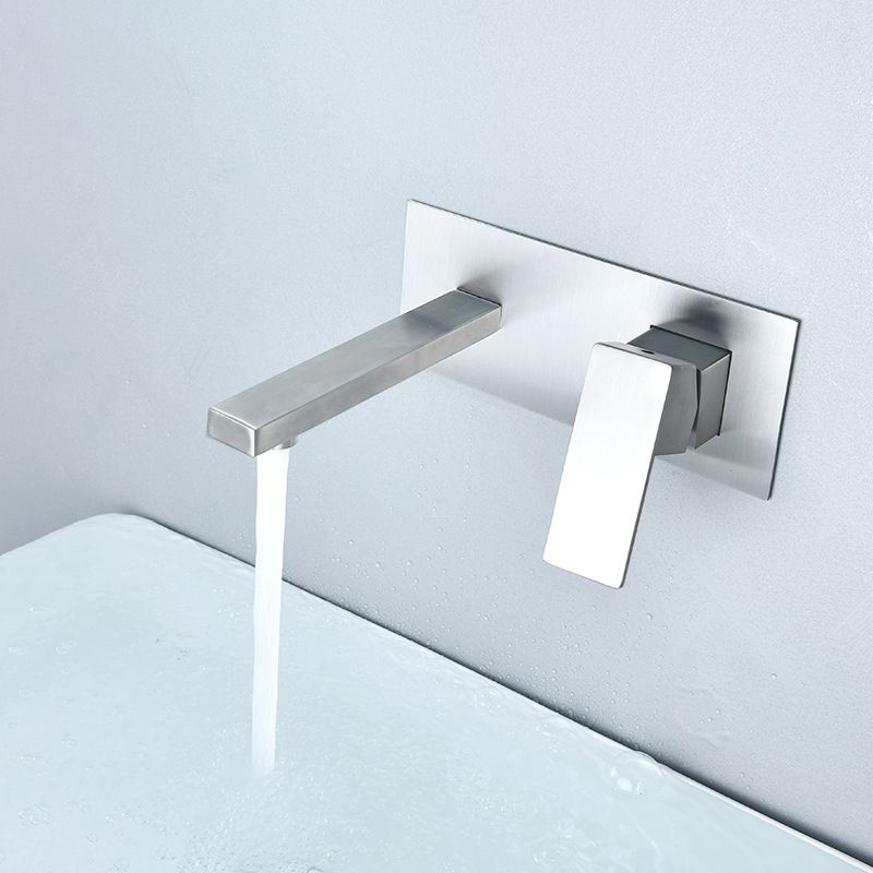 Stainless Steel Wall Mounted Bathroom Faucet Light Luxury Bathroom Faucet Modern Faucet Clearhalo 'Bathroom Remodel & Bathroom Fixtures' 'Bathroom Sink Faucets' 'Bathroom Sinks & Faucet Components' 'bathroom_sink_faucets' 'Home Improvement' 'home_improvement' 'home_improvement_bathroom_sink_faucets' 1200x1200_2761d3ac-b940-4b39-a44e-381ba9061139