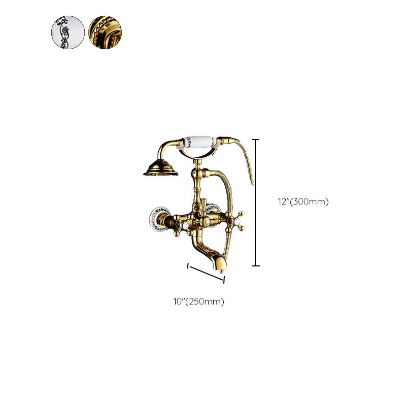 Traditional Style Tub Faucet Copper Wall-mounted Tub Faucet with Hand Shower Clearhalo 'Bathroom Remodel & Bathroom Fixtures' 'Bathtub Faucets' 'bathtub_faucets' 'Home Improvement' 'home_improvement' 'home_improvement_bathtub_faucets' 1200x1200_27765fe5-e542-4056-b36f-27519586d40f