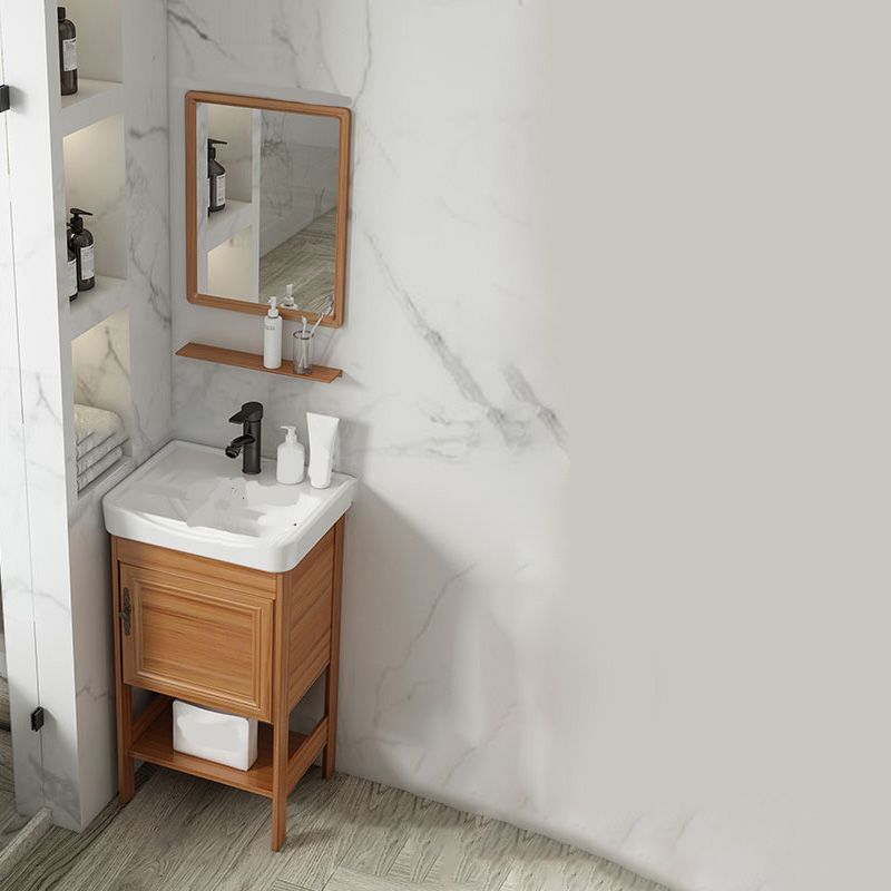 Contemporary Vanity Sink Wooden Mirror Cabinet Bathroom Space Saver Vanity Clearhalo 'Bathroom Remodel & Bathroom Fixtures' 'Bathroom Vanities' 'bathroom_vanities' 'Home Improvement' 'home_improvement' 'home_improvement_bathroom_vanities' 1200x1200_27836b93-da72-4ff6-ad1d-2b759100f23b