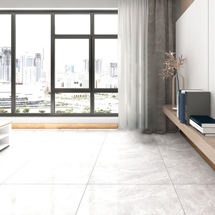 Contemporary Polished Porcelain Tile Light Grey Marble Print Square Floor and Wall Tile Clearhalo 'Floor Tiles & Wall Tiles' 'floor_tiles_wall_tiles' 'Flooring 'Home Improvement' 'home_improvement' 'home_improvement_floor_tiles_wall_tiles' Walls and Ceiling' 1200x1200_27881277-3268-4b47-b798-694a01e3c1da