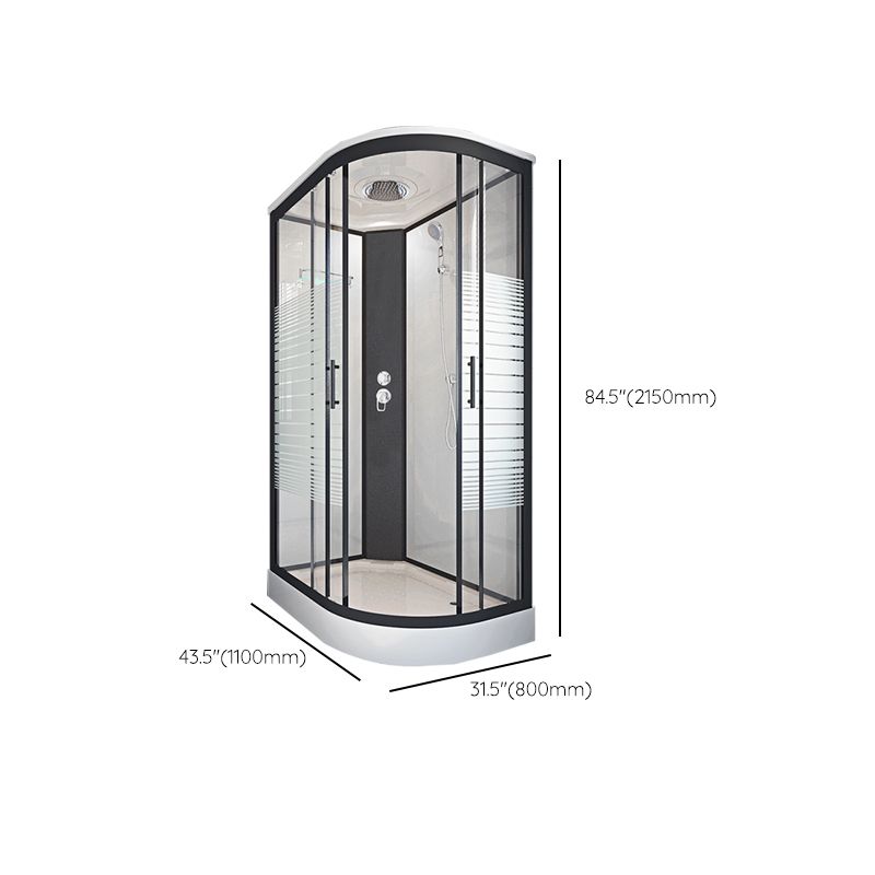 Striped Tempered Glass Shower Stall Black Double Sliding Door Shower Room Clearhalo 'Bathroom Remodel & Bathroom Fixtures' 'Home Improvement' 'home_improvement' 'home_improvement_shower_stalls_enclosures' 'Shower Stalls & Enclosures' 'shower_stalls_enclosures' 'Showers & Bathtubs' 1200x1200_279ad012-2c7a-46b5-9d1e-d3aa7b808bbf