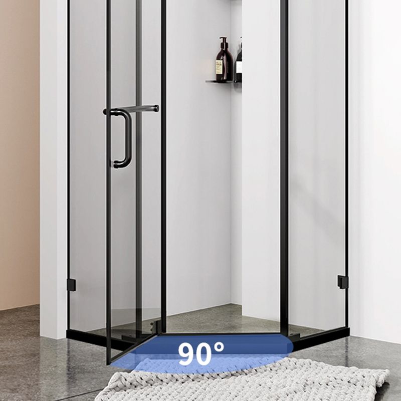 Neo-Angle Tempered Glass Shower Enclosure Black Framed Shower Kit Clearhalo 'Bathroom Remodel & Bathroom Fixtures' 'Home Improvement' 'home_improvement' 'home_improvement_shower_stalls_enclosures' 'Shower Stalls & Enclosures' 'shower_stalls_enclosures' 'Showers & Bathtubs' 1200x1200_27af0b4e-0a8b-430c-9a69-da5f4dde9157