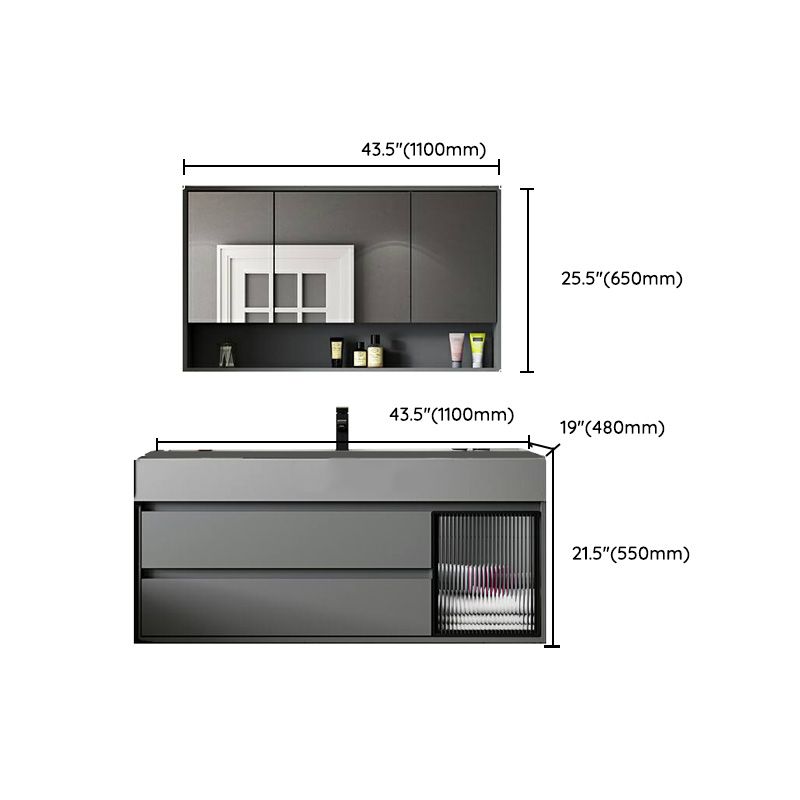 Contemporary Bathroom Vanity Wall-Mounted Single Sink with Soft Close Door Clearhalo 'Bathroom Remodel & Bathroom Fixtures' 'Bathroom Vanities' 'bathroom_vanities' 'Home Improvement' 'home_improvement' 'home_improvement_bathroom_vanities' 1200x1200_27dfe1c0-c885-46e1-8eb3-19ae691a8f13