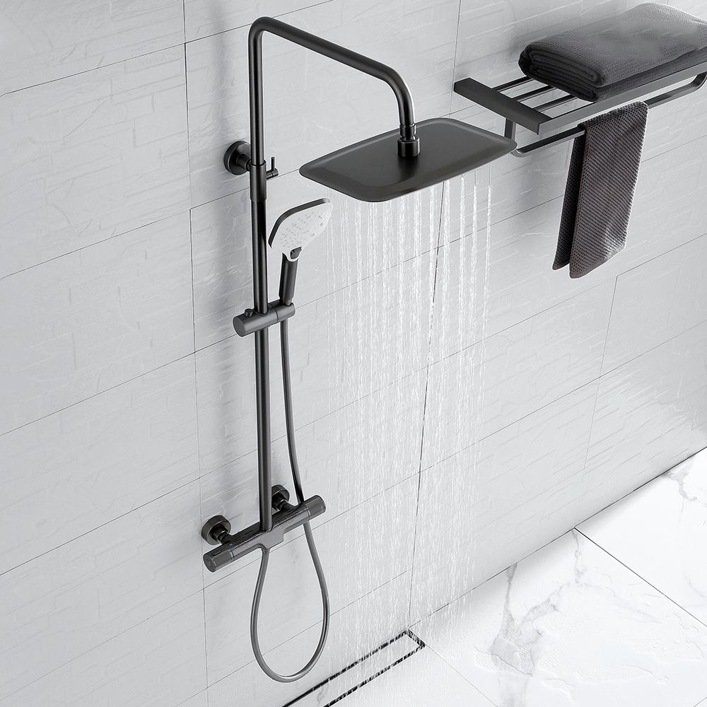 Wall Mounted Shower System Grey Knob Handle Shower System with Hand Shower Clearhalo 'Bathroom Remodel & Bathroom Fixtures' 'Home Improvement' 'home_improvement' 'home_improvement_shower_faucets' 'Shower Faucets & Systems' 'shower_faucets' 'Showers & Bathtubs Plumbing' 'Showers & Bathtubs' 1200x1200_27e59581-f783-47b3-aa27-4a25c79d1845