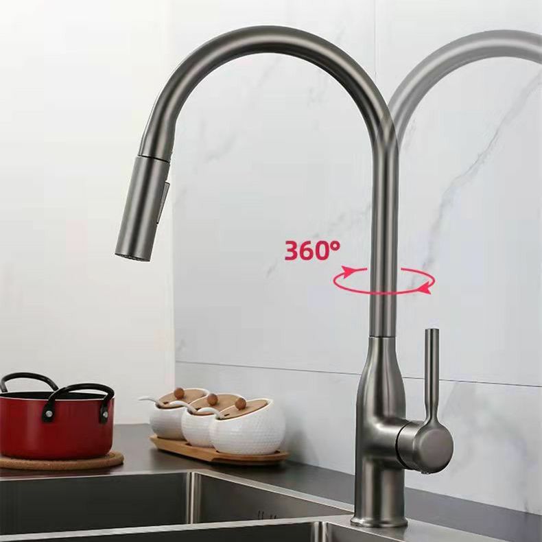 Modern 1-Handle Faucet Pull out Sprayer Standard Kitchen Faucet Clearhalo 'Home Improvement' 'home_improvement' 'home_improvement_kitchen_faucets' 'Kitchen Faucets' 'Kitchen Remodel & Kitchen Fixtures' 'Kitchen Sinks & Faucet Components' 'kitchen_faucets' 1200x1200_2807b1ff-aac7-46f4-9a0d-9f8524358e67