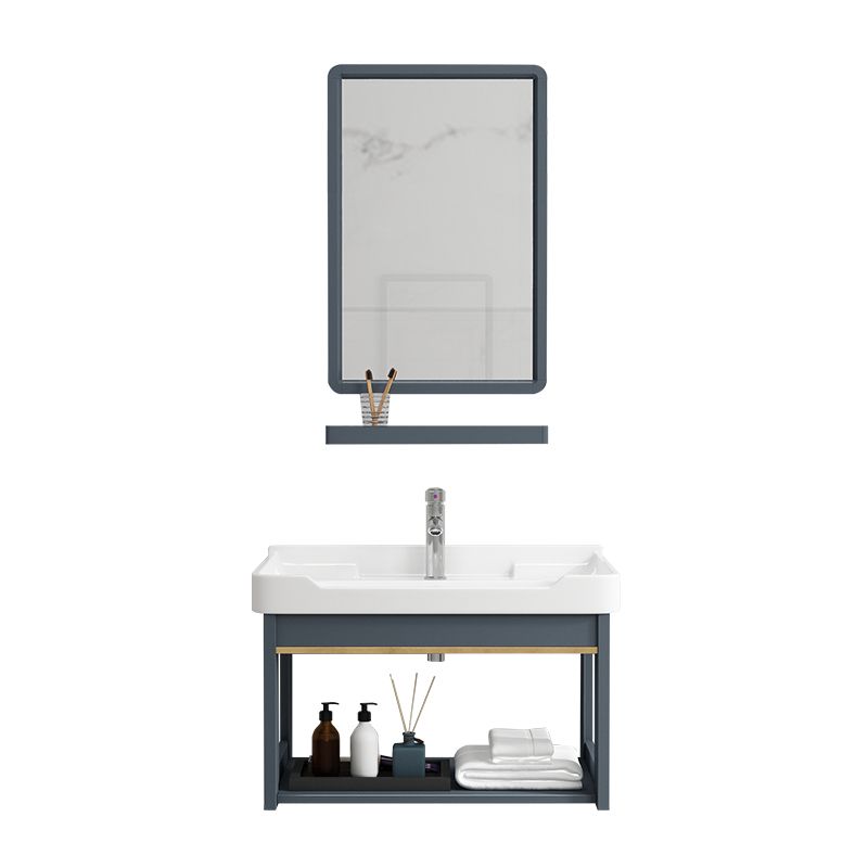 Bathroom Vanity Wall Mounted Storage Shelf Ceramic Sink Faucet Vanity Set with Mirror Clearhalo 'Bathroom Remodel & Bathroom Fixtures' 'Bathroom Vanities' 'bathroom_vanities' 'Home Improvement' 'home_improvement' 'home_improvement_bathroom_vanities' 1200x1200_28146ab5-f955-42ac-a804-04aa9069053a
