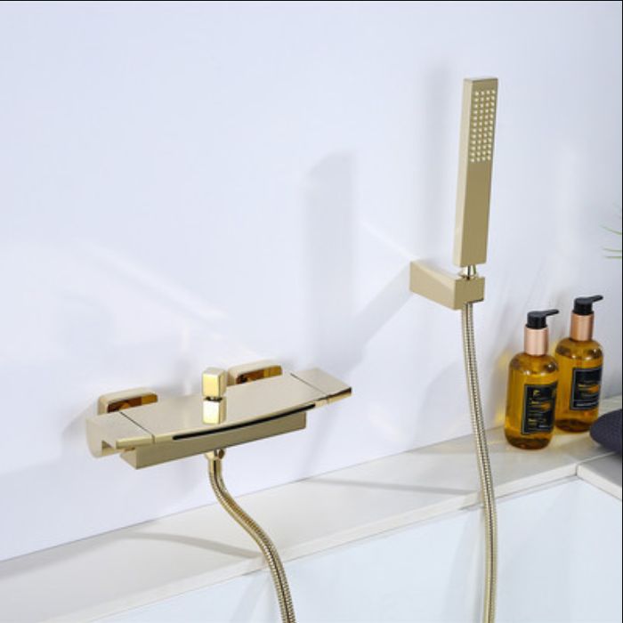 Lever Handle Wall Mounted Contemporary Low Arc Metal Wall Mount Clearhalo 'Bathroom Remodel & Bathroom Fixtures' 'Bathtub Faucets' 'bathtub_faucets' 'Home Improvement' 'home_improvement' 'home_improvement_bathtub_faucets' 1200x1200_28221dbe-1ca3-4931-b4ae-74d986f09211