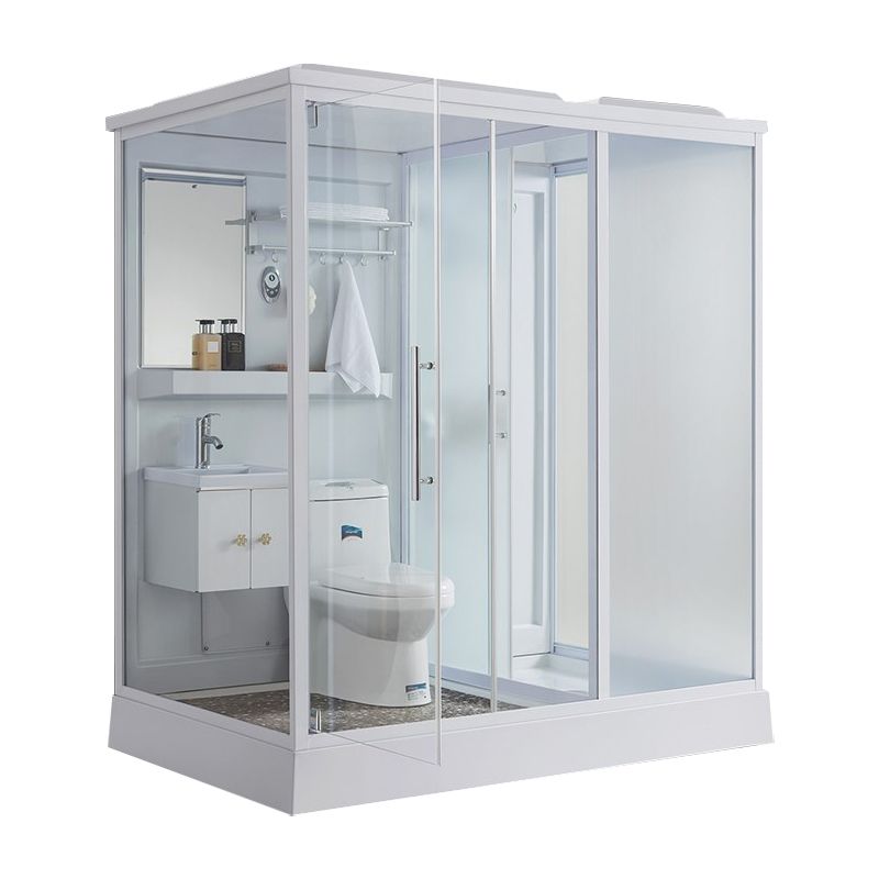 Contemporary Shower Stall Single Sliding Clear Shower Stall in White Clearhalo 'Bathroom Remodel & Bathroom Fixtures' 'Home Improvement' 'home_improvement' 'home_improvement_shower_stalls_enclosures' 'Shower Stalls & Enclosures' 'shower_stalls_enclosures' 'Showers & Bathtubs' 1200x1200_282e7aae-01d9-4ca3-9bc7-c61ba24198af