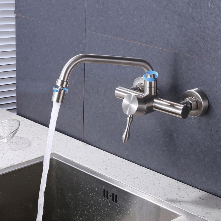 Contemporary 2 Hole Pot Filler No Sensor Single Level Pot Filler in Silver Clearhalo 'Home Improvement' 'home_improvement' 'home_improvement_kitchen_faucets' 'Kitchen Faucets' 'Kitchen Remodel & Kitchen Fixtures' 'Kitchen Sinks & Faucet Components' 'kitchen_faucets' 1200x1200_283b6c00-1841-45fb-a0c7-e99423606739