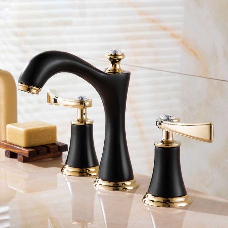 Modern Vessel Faucet Brass 2 Handles Low Arc Vessel Faucet for Home Clearhalo 'Bathroom Remodel & Bathroom Fixtures' 'Bathroom Sink Faucets' 'Bathroom Sinks & Faucet Components' 'bathroom_sink_faucets' 'Home Improvement' 'home_improvement' 'home_improvement_bathroom_sink_faucets' 1200x1200_284a796c-3a96-4ede-8cb5-394ecbe2ea68