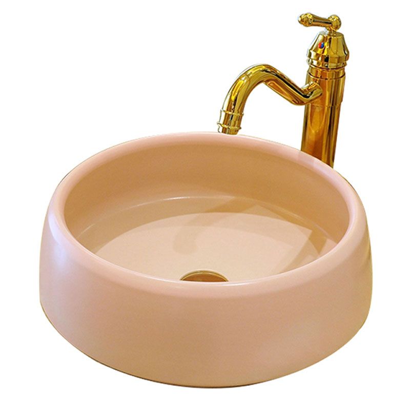 Traditional Bathroom Sink Porcelain Round Vessel Sink with Pop-Up Drain Clearhalo 'Bathroom Remodel & Bathroom Fixtures' 'Bathroom Sinks & Faucet Components' 'Bathroom Sinks' 'bathroom_sink' 'Home Improvement' 'home_improvement' 'home_improvement_bathroom_sink' 1200x1200_28609dac-48df-44ef-ae1e-024e2550709b
