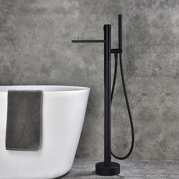 Contemporary Floor Mounted Copper Freestanding Tub Filler High Arc Tub Filler Trim Clearhalo 'Bathroom Remodel & Bathroom Fixtures' 'Bathtub Faucets' 'bathtub_faucets' 'Home Improvement' 'home_improvement' 'home_improvement_bathtub_faucets' 1200x1200_287a5bed-b17d-4125-937f-18e8bf594f0f