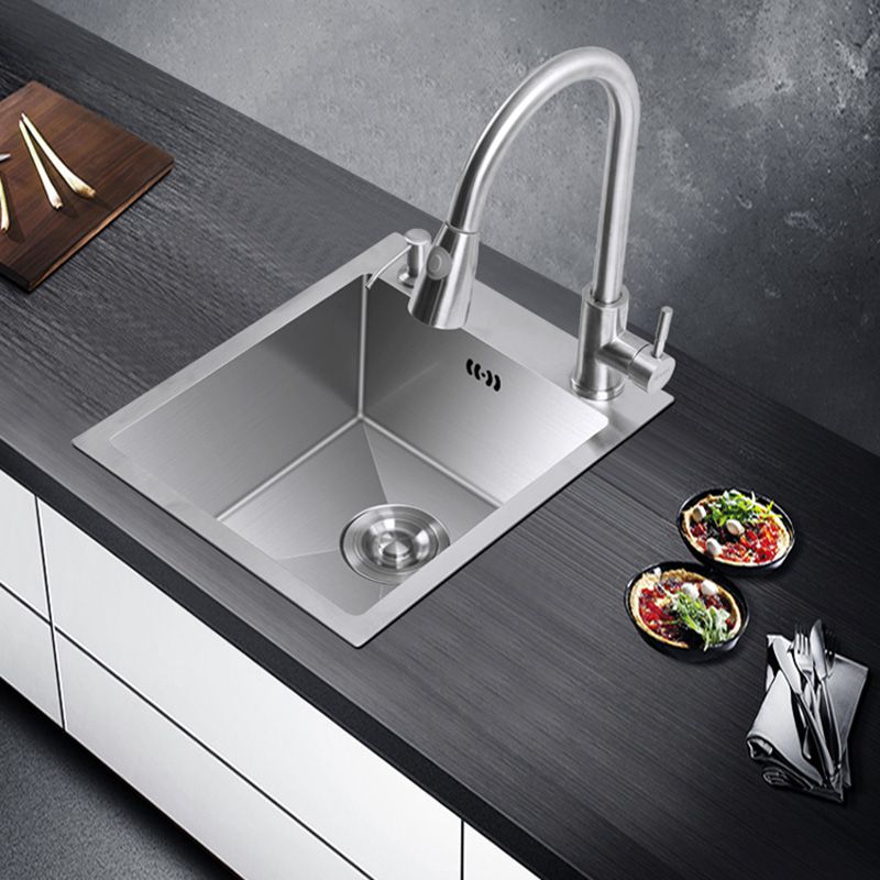 Modern Style Kitchen Sink Stainless Steel Dirt Resistant 1 Holes Drop-In Kitchen Sink Clearhalo 'Home Improvement' 'home_improvement' 'home_improvement_kitchen_sinks' 'Kitchen Remodel & Kitchen Fixtures' 'Kitchen Sinks & Faucet Components' 'Kitchen Sinks' 'kitchen_sinks' 1200x1200_29014e39-a108-4267-af29-44c884ceeb8f