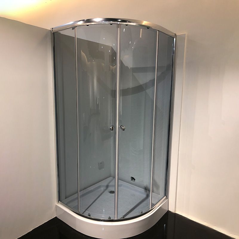 Double Sliding Shower Bath Door Semi Frameless Shower Door in Silver Clearhalo 'Bathroom Remodel & Bathroom Fixtures' 'Home Improvement' 'home_improvement' 'home_improvement_shower_tub_doors' 'Shower and Tub Doors' 'shower_tub_doors' 'Showers & Bathtubs' 1200x1200_291e2c21-5023-438a-a358-d05312ac76f6