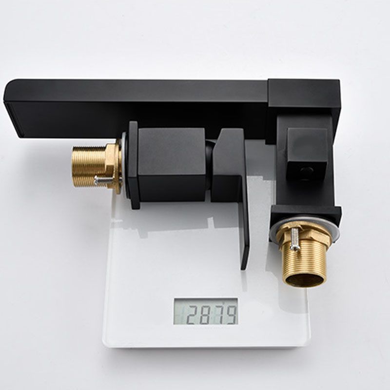 Brass Low Arc Bath Faucet with Hand Shower Square Bathroom Faucet Clearhalo 'Bathroom Remodel & Bathroom Fixtures' 'Bathtub Faucets' 'bathtub_faucets' 'Home Improvement' 'home_improvement' 'home_improvement_bathtub_faucets' 1200x1200_2950c751-62f6-48d3-8bf8-dd48c66a7950