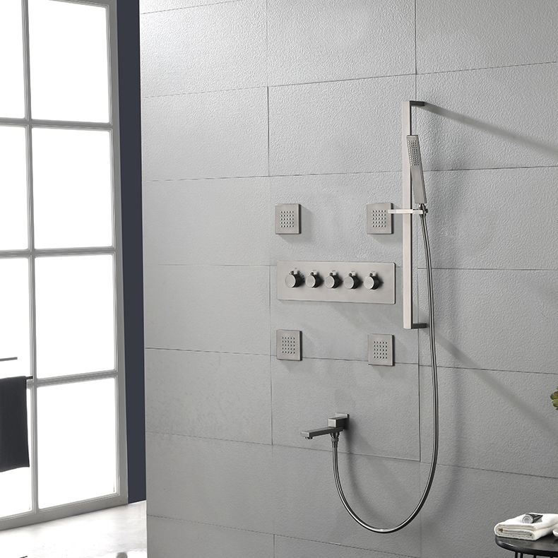 Modern Shower Trim Brass Body Jets Adjustable Shower Head Shower System Clearhalo 'Bathroom Remodel & Bathroom Fixtures' 'Home Improvement' 'home_improvement' 'home_improvement_shower_faucets' 'Shower Faucets & Systems' 'shower_faucets' 'Showers & Bathtubs Plumbing' 'Showers & Bathtubs' 1200x1200_29539900-74cb-4ab4-9082-01f27ae7847f
