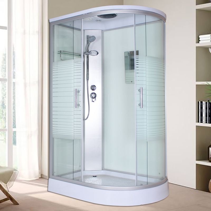 Corner Tempered Glass Shower Stall Home Round Double Sliding Shower Stall Clearhalo 'Bathroom Remodel & Bathroom Fixtures' 'Home Improvement' 'home_improvement' 'home_improvement_shower_stalls_enclosures' 'Shower Stalls & Enclosures' 'shower_stalls_enclosures' 'Showers & Bathtubs' 1200x1200_29597d6a-5a89-4f57-a410-228aa73767db