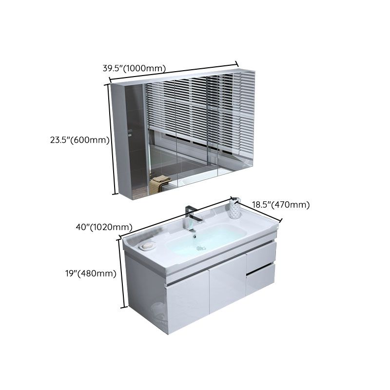 Wall Mount White Modern Bathroom Sink Vanity with Mirror Faucet Clearhalo 'Bathroom Remodel & Bathroom Fixtures' 'Bathroom Vanities' 'bathroom_vanities' 'Home Improvement' 'home_improvement' 'home_improvement_bathroom_vanities' 1200x1200_29769e71-2e47-48d7-9bbc-5281ad2711a2