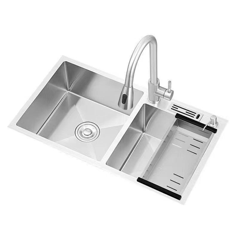Drop-In Kitchen Sink Stainless Steel Modern Style Rectangle Kitchen Double Sink Clearhalo 'Home Improvement' 'home_improvement' 'home_improvement_kitchen_sinks' 'Kitchen Remodel & Kitchen Fixtures' 'Kitchen Sinks & Faucet Components' 'Kitchen Sinks' 'kitchen_sinks' 1200x1200_29871584-8451-4dda-a8e8-801aae4e5759