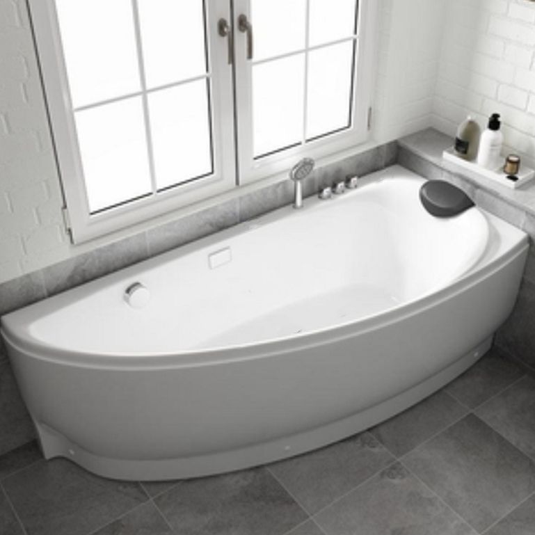 Acrylic Corner Modern Bathtub Acrylic White Soaking Back to Wall Bath Clearhalo 'Bathroom Remodel & Bathroom Fixtures' 'Bathtubs' 'Home Improvement' 'home_improvement' 'home_improvement_bathtubs' 'Showers & Bathtubs' 1200x1200_299a8666-08a0-43c8-a518-7b681661b4a4