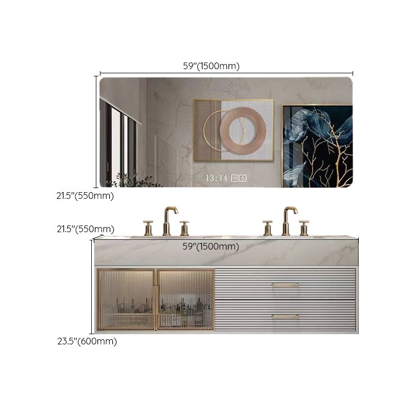 Modern Wall-Mounted Vanity Sink Bathroom Vanity Cabinet with Mirror Cabinet Clearhalo 'Bathroom Remodel & Bathroom Fixtures' 'Bathroom Vanities' 'bathroom_vanities' 'Home Improvement' 'home_improvement' 'home_improvement_bathroom_vanities' 1200x1200_29bfdf7e-198c-4814-b716-08e9ddff9b51
