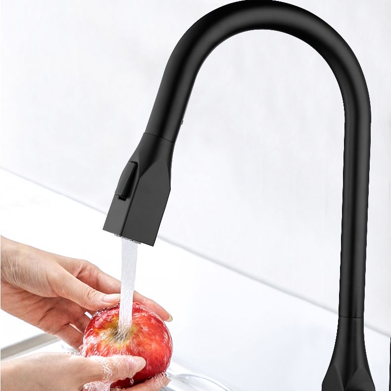 Modern Pull Down Single Handle Kitchen Faucet 1-Hold Profile Faucet Clearhalo 'Home Improvement' 'home_improvement' 'home_improvement_kitchen_faucets' 'Kitchen Faucets' 'Kitchen Remodel & Kitchen Fixtures' 'Kitchen Sinks & Faucet Components' 'kitchen_faucets' 1200x1200_29c33811-f453-4165-9f31-0c71f3259d82