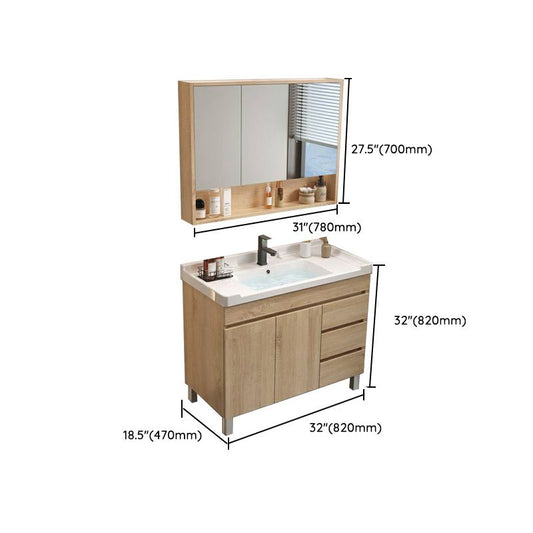 Wood Bathroom Vanity Set Mirror Rectangular Single Sink 2 Doors with Overflow Clearhalo 'Bathroom Remodel & Bathroom Fixtures' 'Bathroom Vanities' 'bathroom_vanities' 'Home Improvement' 'home_improvement' 'home_improvement_bathroom_vanities' 1200x1200_29e7f507-66ab-4404-86b4-c6ced41249ae