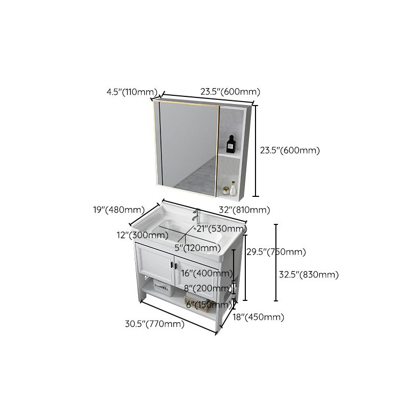 Bathroom Sink Vanity Drawers Doors Mirror Shelf Storage Vanity with Faucet Clearhalo 'Bathroom Remodel & Bathroom Fixtures' 'Bathroom Vanities' 'bathroom_vanities' 'Home Improvement' 'home_improvement' 'home_improvement_bathroom_vanities' 1200x1200_2a008145-fd6a-4a25-a400-382cefc0bdee