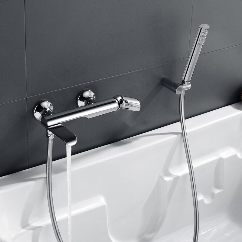 Contemporary Wall Mounted Copper Freestanding Tub Filler Single Handle Faucet Clearhalo 'Bathroom Remodel & Bathroom Fixtures' 'Bathtub Faucets' 'bathtub_faucets' 'Home Improvement' 'home_improvement' 'home_improvement_bathtub_faucets' 1200x1200_2a09649c-5271-4b95-8911-b7595261298f