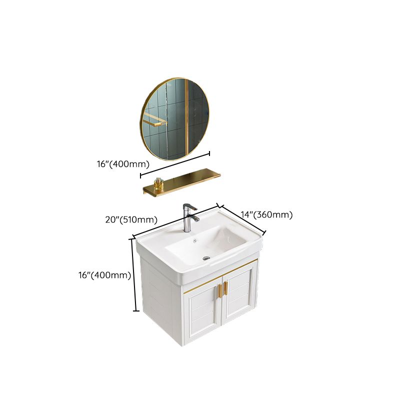 Glam Single Sink Bath Vanity Wall Mount White Metal Base Sink Vanity Clearhalo 'Bathroom Remodel & Bathroom Fixtures' 'Bathroom Vanities' 'bathroom_vanities' 'Home Improvement' 'home_improvement' 'home_improvement_bathroom_vanities' 1200x1200_2a10329d-435d-419c-a9c0-43980d4d2b65