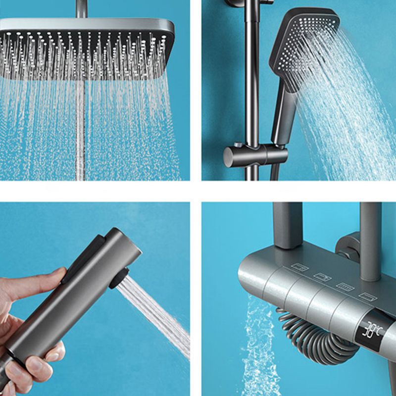 Modern Adjustable Water Flow Shower Faucet Square Shower Hose Shower System on Wall Clearhalo 'Bathroom Remodel & Bathroom Fixtures' 'Home Improvement' 'home_improvement' 'home_improvement_shower_faucets' 'Shower Faucets & Systems' 'shower_faucets' 'Showers & Bathtubs Plumbing' 'Showers & Bathtubs' 1200x1200_2a297822-0ad7-4a99-9482-664c8c21e1fd