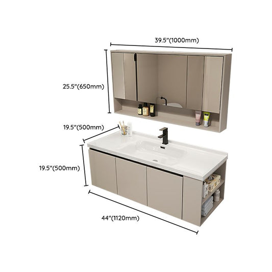 Wall Mount Modern Wood Rectangular Open Console with Sink Set Clearhalo 'Bathroom Remodel & Bathroom Fixtures' 'Bathroom Vanities' 'bathroom_vanities' 'Home Improvement' 'home_improvement' 'home_improvement_bathroom_vanities' 1200x1200_2a39c8d8-a126-4d07-bd95-63212c017461