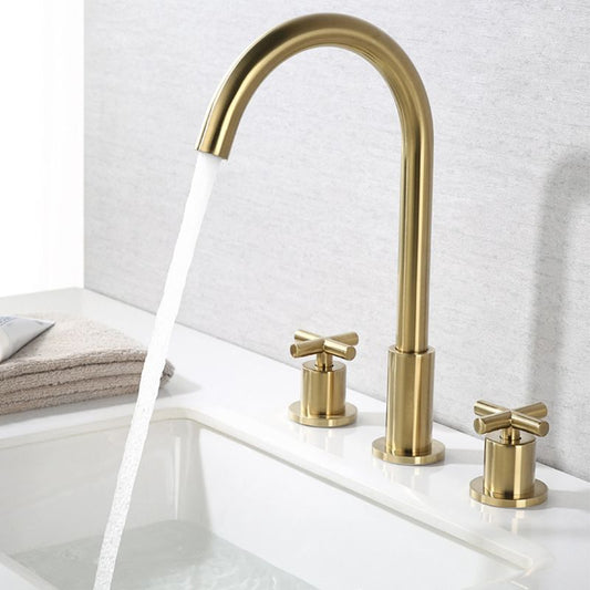 High-Arc Basin Faucet Cross Handle Vanity Faucet for Bathroom Clearhalo 'Bathroom Remodel & Bathroom Fixtures' 'Bathroom Sink Faucets' 'Bathroom Sinks & Faucet Components' 'bathroom_sink_faucets' 'Home Improvement' 'home_improvement' 'home_improvement_bathroom_sink_faucets' 1200x1200_2a3a458b-2e98-459b-9720-b031416c6349