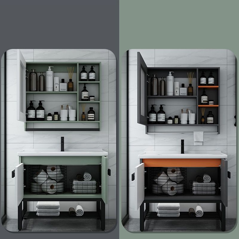 Modern Bathroom Sink Vanity Freestanding Vanity Set with Mirror Clearhalo 'Bathroom Remodel & Bathroom Fixtures' 'Bathroom Vanities' 'bathroom_vanities' 'Home Improvement' 'home_improvement' 'home_improvement_bathroom_vanities' 1200x1200_2a6349fd-3d00-4670-aa0c-27a5e71036a7