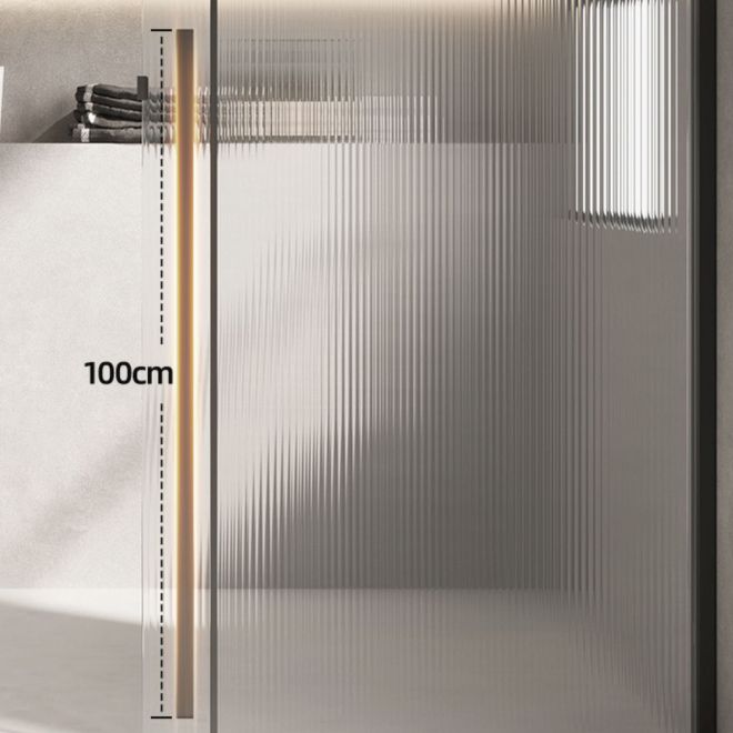Glass and Metal Shower Door Simple One-Line Shower Black Bath Door Clearhalo 'Bathroom Remodel & Bathroom Fixtures' 'Home Improvement' 'home_improvement' 'home_improvement_shower_tub_doors' 'Shower and Tub Doors' 'shower_tub_doors' 'Showers & Bathtubs' 1200x1200_2a7891eb-a808-49e3-bead-7e7e722dbf2b