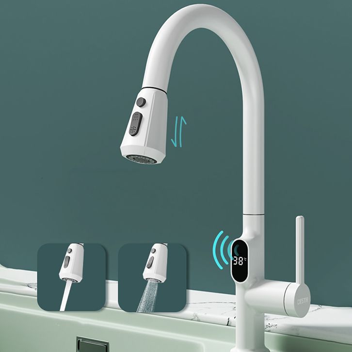 Digital Display Kitchen Faucet Touchless Sensor with Pull Out Sprayer Clearhalo 'Home Improvement' 'home_improvement' 'home_improvement_kitchen_faucets' 'Kitchen Faucets' 'Kitchen Remodel & Kitchen Fixtures' 'Kitchen Sinks & Faucet Components' 'kitchen_faucets' 1200x1200_2a7981ec-7aa8-4ebf-b009-b93106094f78
