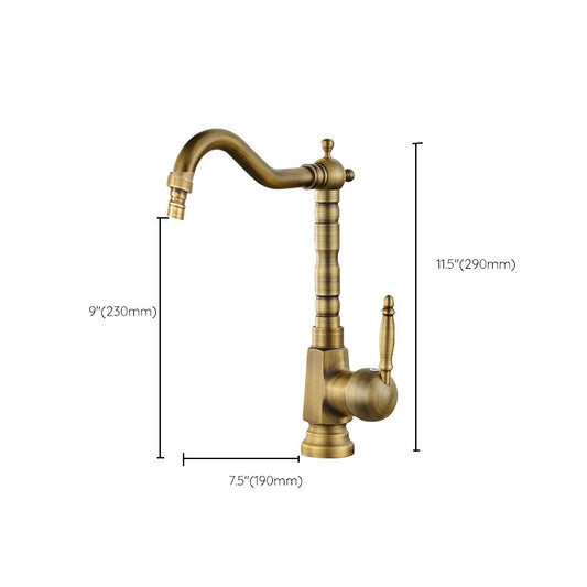 Traditional Bar Faucet with Brass Sprayer 1-Handle Kitchen Faucet Clearhalo 'Home Improvement' 'home_improvement' 'home_improvement_kitchen_faucets' 'Kitchen Faucets' 'Kitchen Remodel & Kitchen Fixtures' 'Kitchen Sinks & Faucet Components' 'kitchen_faucets' 1200x1200_2a939a72-e1c8-46c3-8fbc-d613c38cc3af