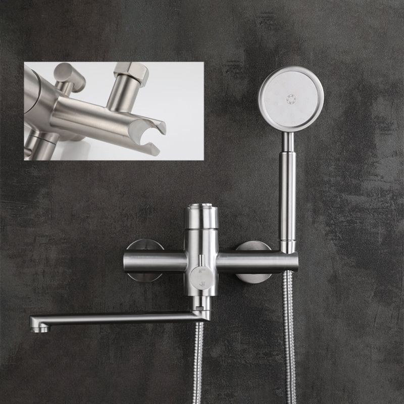 Wall Mounted Metal Tub Filler Low Arc Swivel Bathroom Faucet Clearhalo 'Bathroom Remodel & Bathroom Fixtures' 'Bathtub Faucets' 'bathtub_faucets' 'Home Improvement' 'home_improvement' 'home_improvement_bathtub_faucets' 1200x1200_2a977abd-a5ed-483b-b109-c55518f5e389