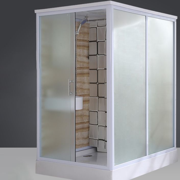 Rectangle Tempered Glass Shower Enclosure White Framed Shower Stall Clearhalo 'Bathroom Remodel & Bathroom Fixtures' 'Home Improvement' 'home_improvement' 'home_improvement_shower_stalls_enclosures' 'Shower Stalls & Enclosures' 'shower_stalls_enclosures' 'Showers & Bathtubs' 1200x1200_2ab1593c-4149-4cb7-8152-0a45fe52ec0a