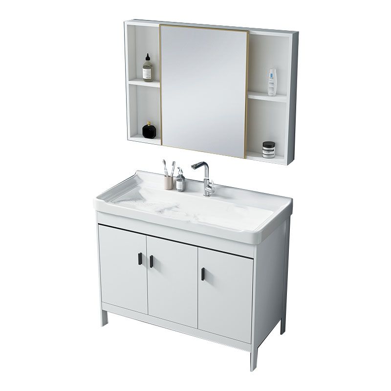 Gorgeous Metal Vanity Cabinet Freestanding Standard Open Console with Sink Set Clearhalo 'Bathroom Remodel & Bathroom Fixtures' 'Bathroom Vanities' 'bathroom_vanities' 'Home Improvement' 'home_improvement' 'home_improvement_bathroom_vanities' 1200x1200_2ab6248e-516c-421e-9907-6e876780f236