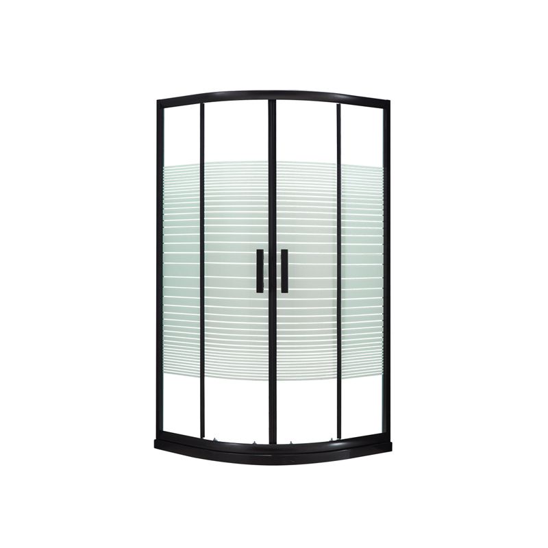 Tempered Glass Shower Enclosure Black Double Sliding Door Shower Kit Clearhalo 'Bathroom Remodel & Bathroom Fixtures' 'Home Improvement' 'home_improvement' 'home_improvement_shower_stalls_enclosures' 'Shower Stalls & Enclosures' 'shower_stalls_enclosures' 'Showers & Bathtubs' 1200x1200_2ad9538e-09f9-411f-8f56-41e9c7fd1d07