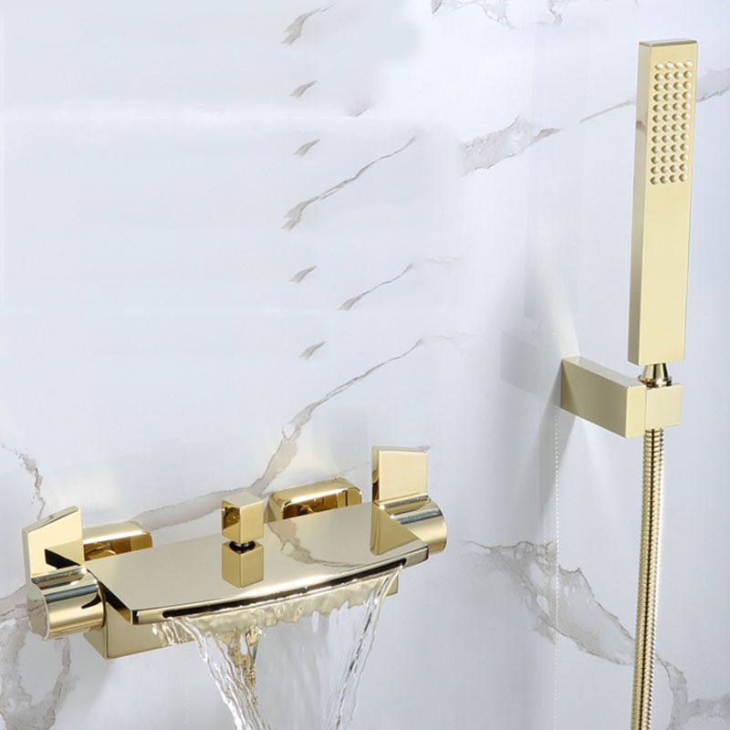 Traditional Wall Mounted Metal Tub Filler Low Arc Waterfall Tub Faucet Trim Clearhalo 'Bathroom Remodel & Bathroom Fixtures' 'Bathtub Faucets' 'bathtub_faucets' 'Home Improvement' 'home_improvement' 'home_improvement_bathtub_faucets' 1200x1200_2af20c49-47f4-412e-baf5-f6148120b000