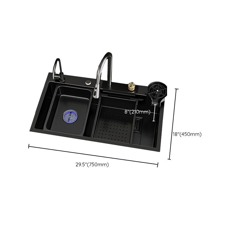 Single Bowl Kitchen Sink Black Stainless Steel Top Mount 3 Holes Sink with Strainer Clearhalo 'Home Improvement' 'home_improvement' 'home_improvement_kitchen_sinks' 'Kitchen Remodel & Kitchen Fixtures' 'Kitchen Sinks & Faucet Components' 'Kitchen Sinks' 'kitchen_sinks' 1200x1200_2af807c9-cd27-44a9-9072-9dae600d0e47