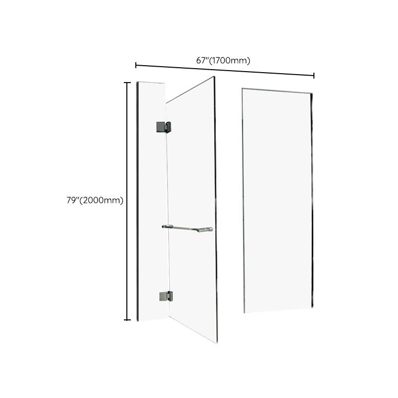 Inline Hinged Frameless Tempered Glass Shower Door, Transparent Shower Screen Clearhalo 'Bathroom Remodel & Bathroom Fixtures' 'Home Improvement' 'home_improvement' 'home_improvement_shower_tub_doors' 'Shower and Tub Doors' 'shower_tub_doors' 'Showers & Bathtubs' 1200x1200_2aff207c-0f9a-4be4-9343-74344ce02656