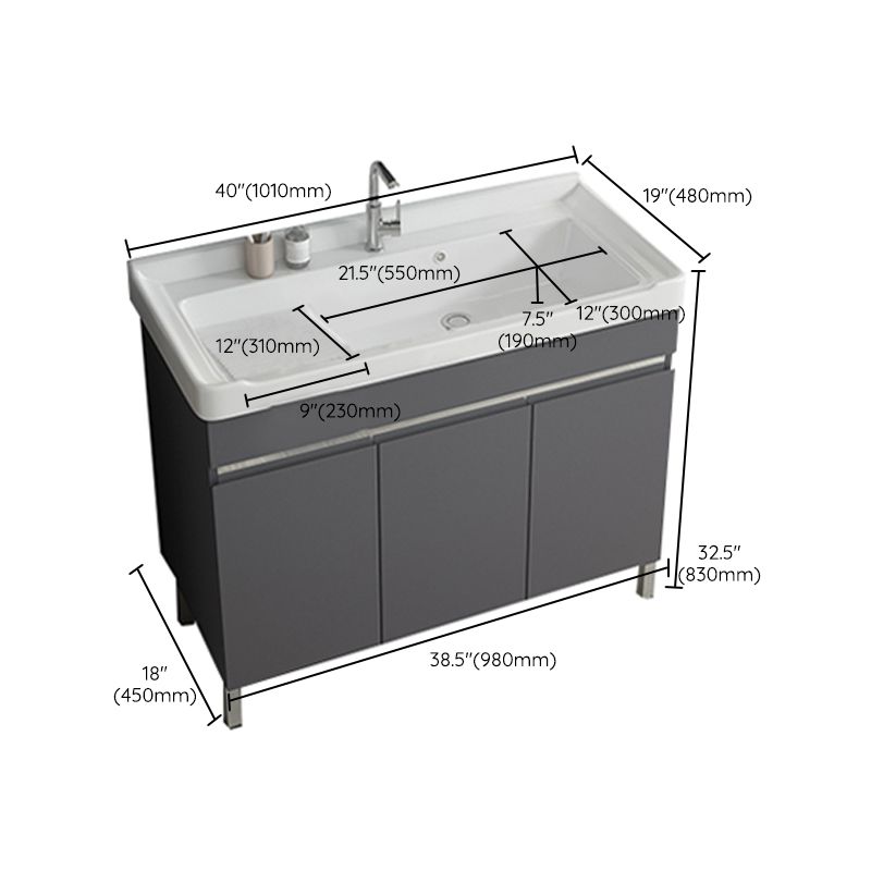 Gray Metal Vanity Sink Modern Free-standing Standard Space Saver Vanity Clearhalo 'Bathroom Remodel & Bathroom Fixtures' 'Bathroom Vanities' 'bathroom_vanities' 'Home Improvement' 'home_improvement' 'home_improvement_bathroom_vanities' 1200x1200_2b1285a3-fcd8-4241-bb00-ee665719061a