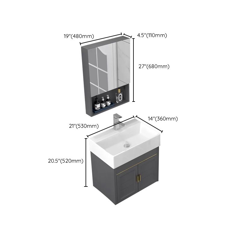 Glam Metal Base Vanity Wall Mount Bath Vanity Set with Soft Close Door Clearhalo 'Bathroom Remodel & Bathroom Fixtures' 'Bathroom Vanities' 'bathroom_vanities' 'Home Improvement' 'home_improvement' 'home_improvement_bathroom_vanities' 1200x1200_2b272a64-c20e-4bfc-bdcc-4d1baa920e93