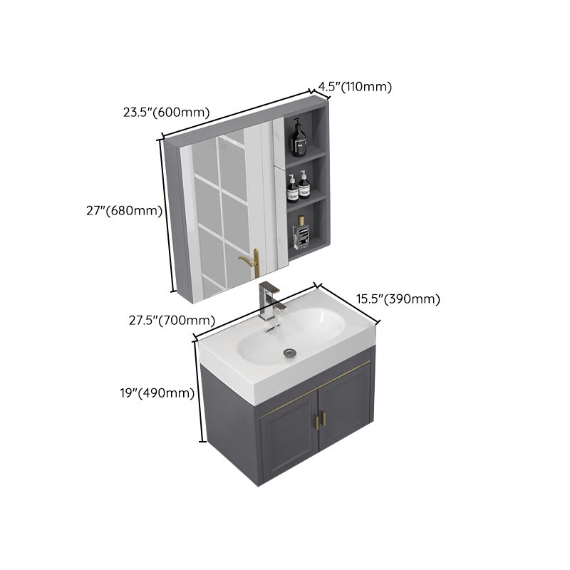 Wall Mount Glam Bathroom Vanity Metal Frame Single-Sink Gray Vanity Set Clearhalo 'Bathroom Remodel & Bathroom Fixtures' 'Bathroom Vanities' 'bathroom_vanities' 'Home Improvement' 'home_improvement' 'home_improvement_bathroom_vanities' 1200x1200_2b3d77f7-e171-47d0-b2c5-001237f20a37