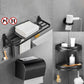 Matte Black 5-Piece Modern Bathroom Accessory Set with Bath Shelf/Tower Bar & Paper Holder Clearhalo 'Bathroom Hardware Sets' 'Bathroom Hardware' 'Bathroom Remodel & Bathroom Fixtures' 'bathroom_hardware_sets' 'Home Improvement' 'home_improvement' 'home_improvement_bathroom_hardware_sets' 1200x1200_2b5331f7-cade-4380-bbcd-5bba229d6bd0